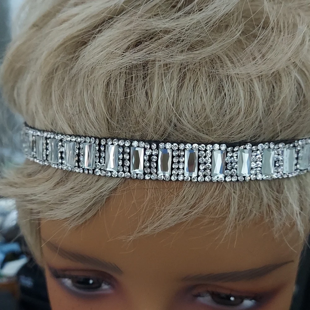 Emerald & Round Cut Crystal Bridal Gunmetal Headband